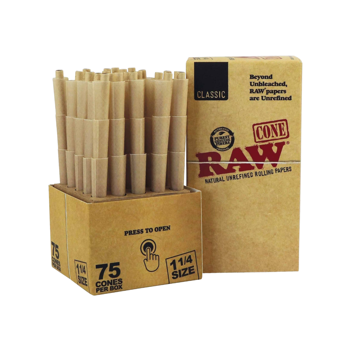 RAW Classic 1¼ cones - 75stk kassi